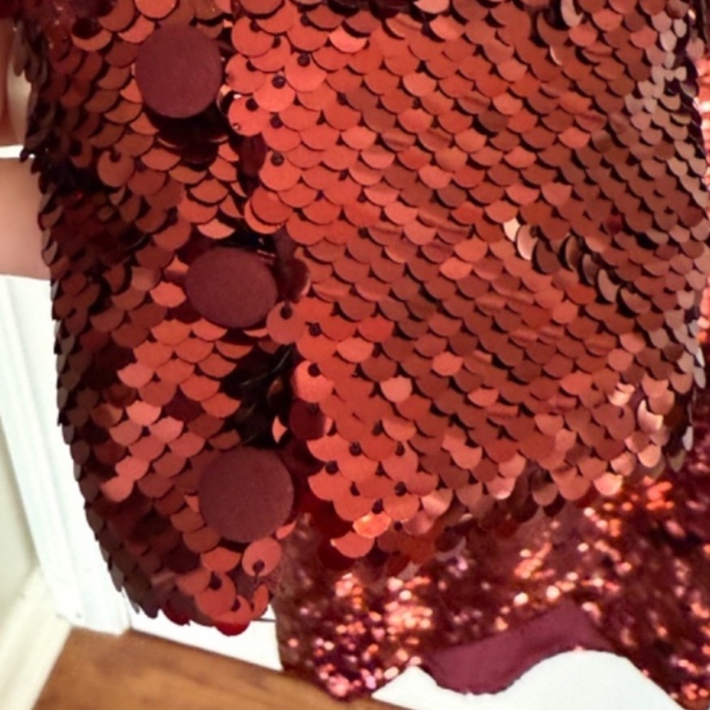 Ted Baker Awesome!!!! Burgundy Sequin Long Sleeve Dress, Small. NWOT fits 2-4 - Picture 6 of 9